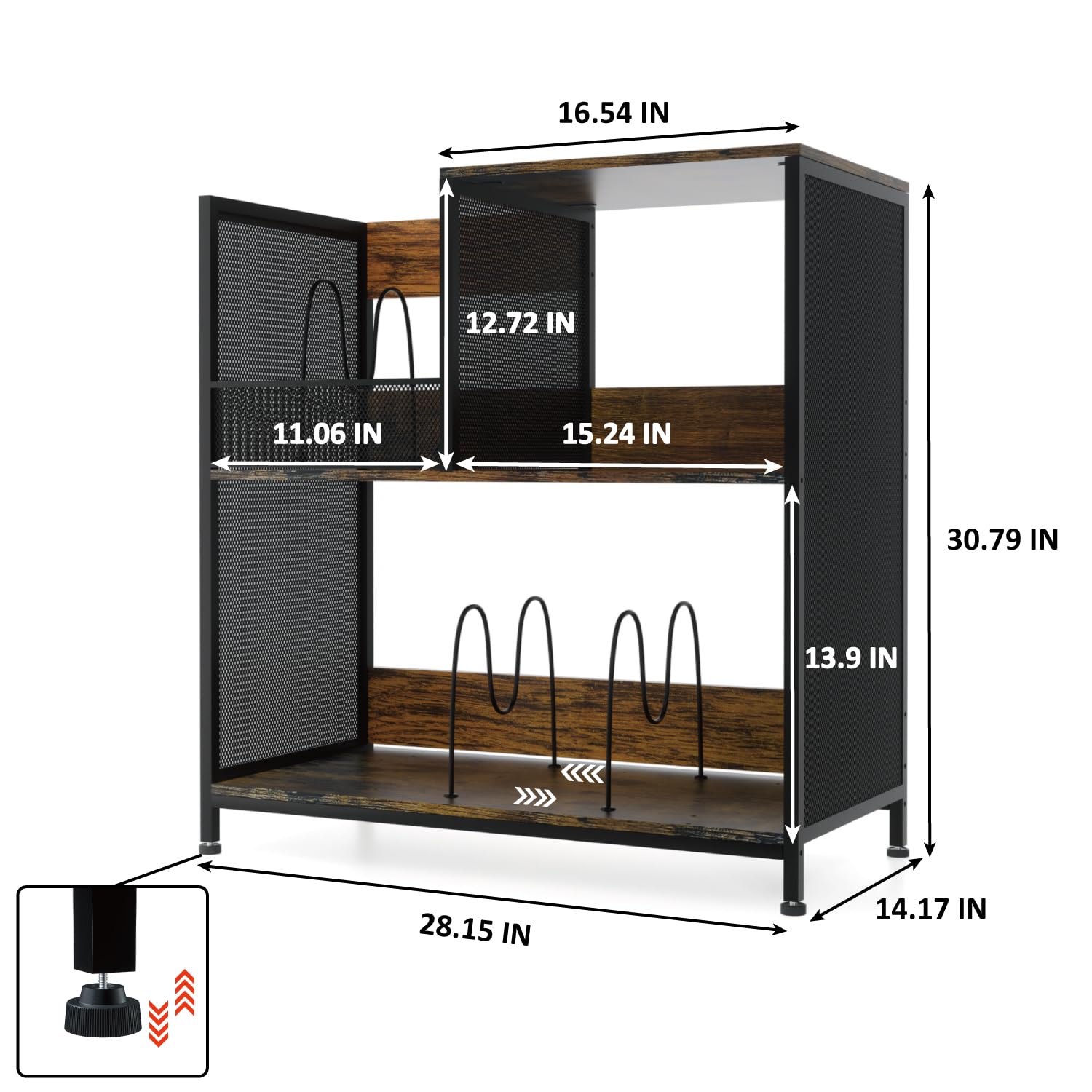 Large Record Player Stand With Vinyl Storage, 3 Tier Vinyl Record Storage For 300 Albums, Wood & Metal Turntable Stand With Cust